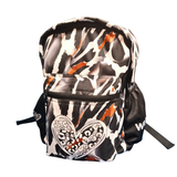 Animal Print Backpack with a heart design on a white background