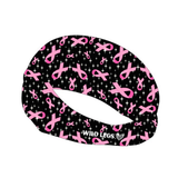 Black headband with pink ribbons and 'Wild Legs' branding on a white background