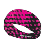 Black headband with pink pattern and 'Wild Legs' branding on a white background