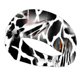 Black and white animal print headband on a white background