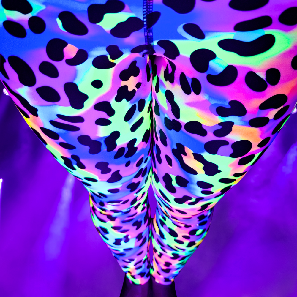 pastel leopard print leggings un UV light 