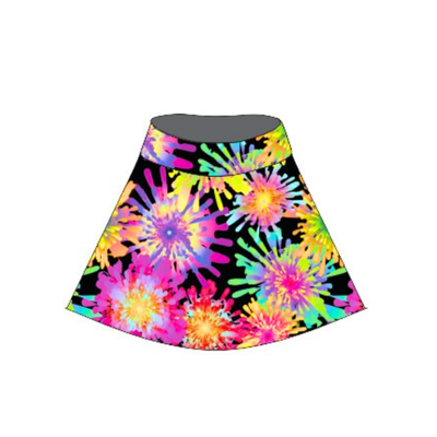 Bright floral pattern skorts on white background