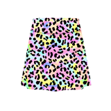 Ladies fitness skort in pastel tones with black animal print on a white background