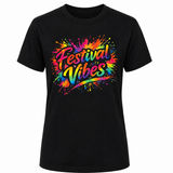 T-Shirt – Unisex Slogan ‘Festival Vibes’ – Black