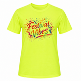 T-Shirt – Unisex Slogan ‘Festival Vibes’ – Neon Yellow