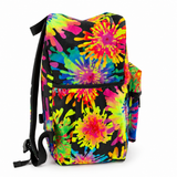 Backpack with tie-dye design on a white background